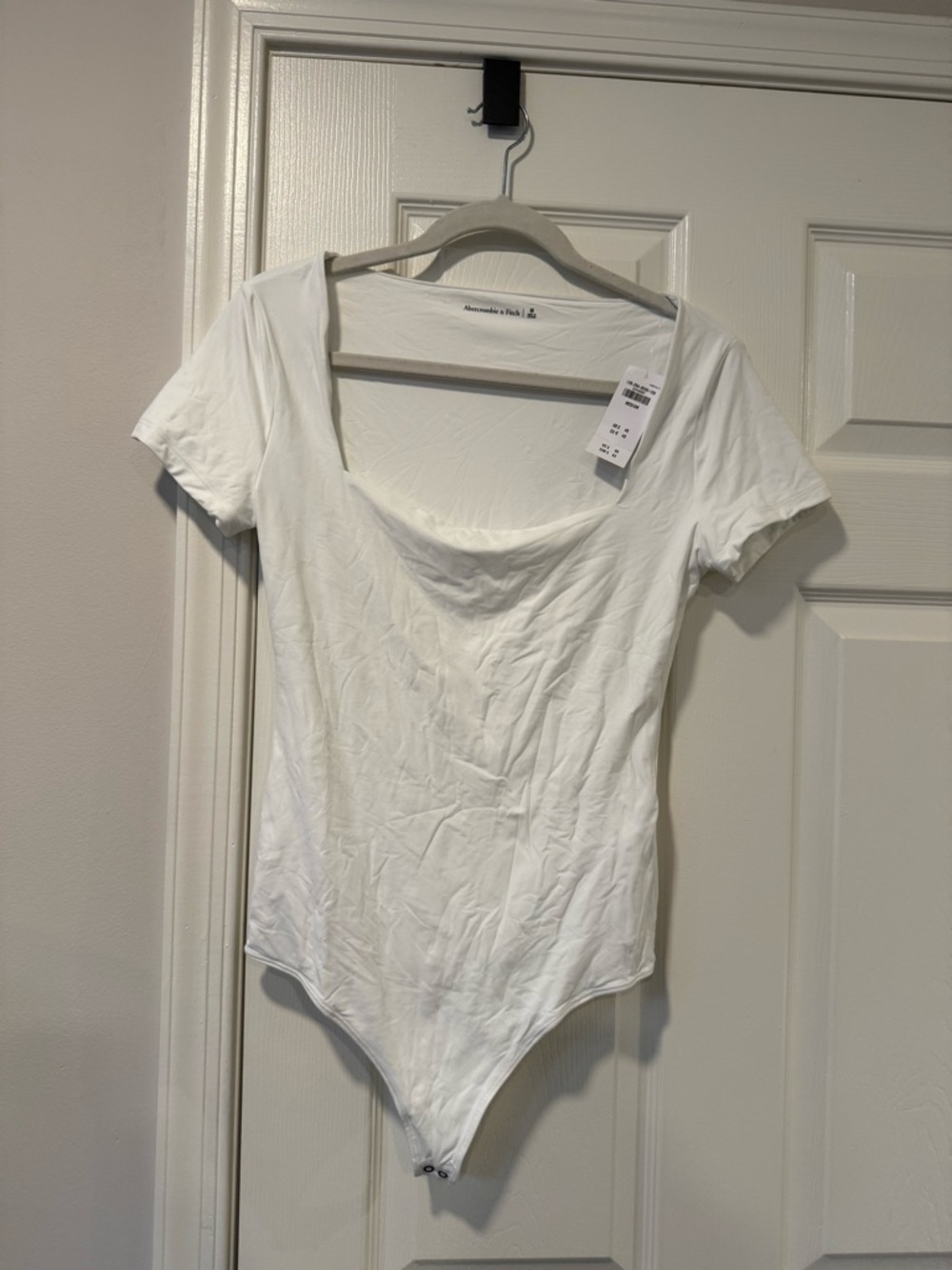 Abercrombie & Fitch White Scoop-Neck Short Sleeve Bodysuit